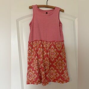 Tea Collection Striped Pink and Floral Orange Dress